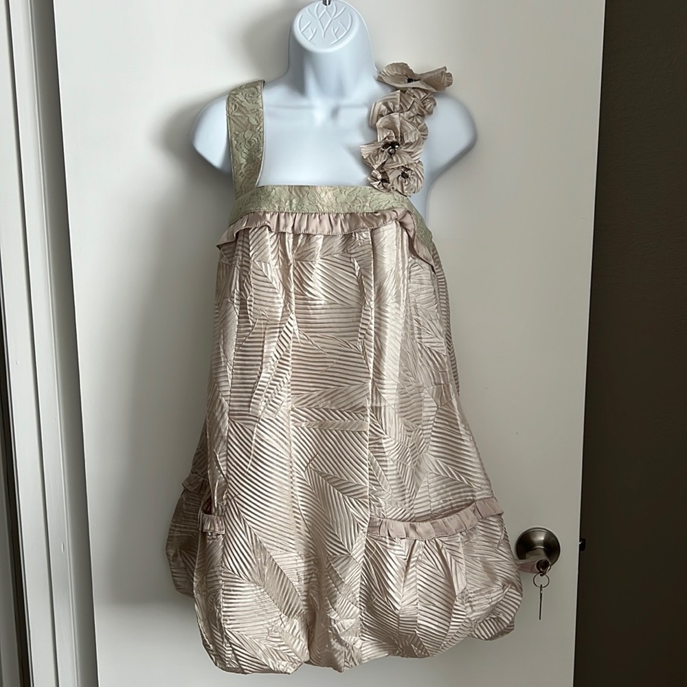 Moon Collection Gold Satin Square Neck Sleeveless A-Line Dress